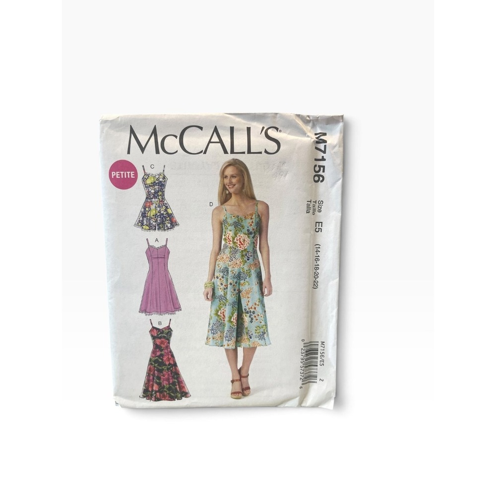 McCall's M7156 Dresses Jumpsuit Petite Size 14-22 Modern Sewing Pattern Uncut